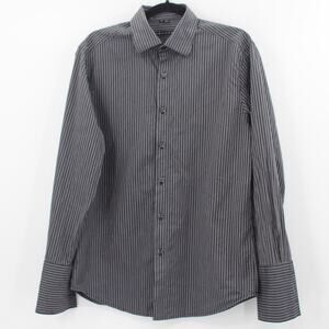 Theory Mens Capshaw French Cuff Striped Dress Shirt Button Up Cotton Size Medium